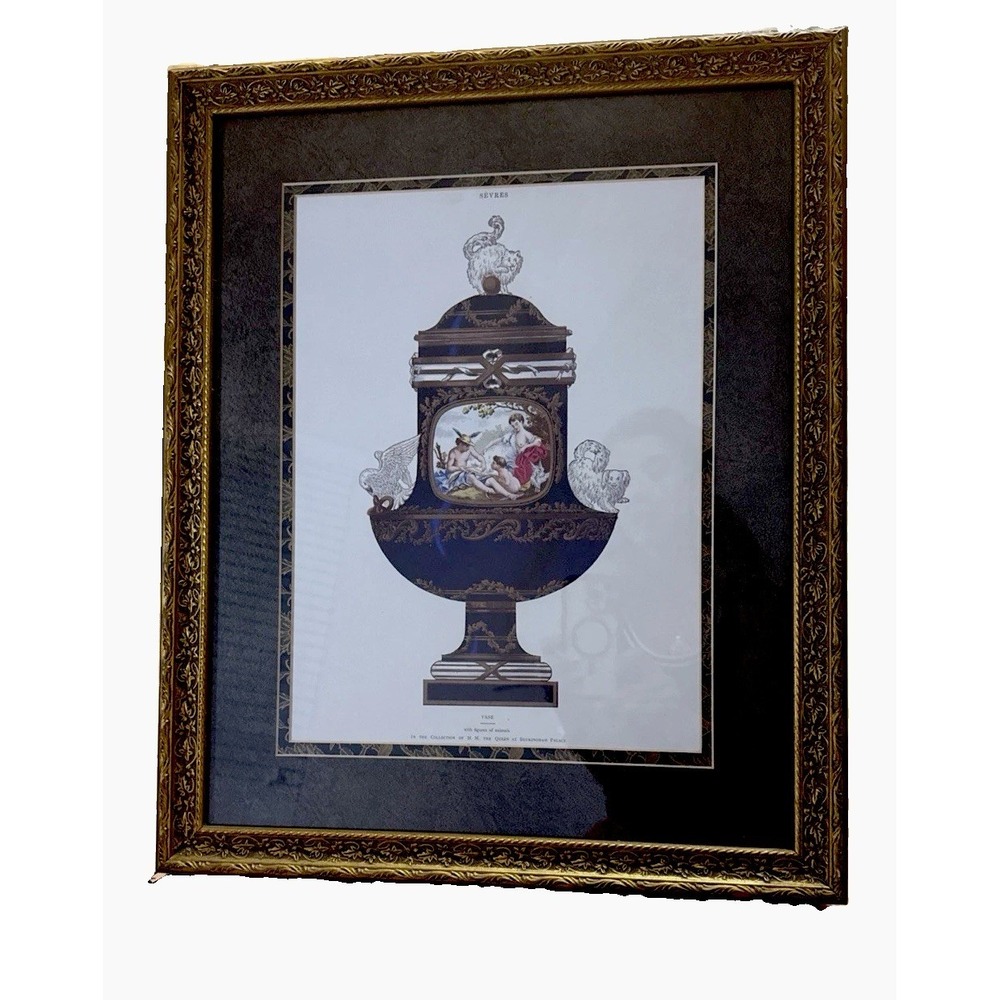 Vintage Framed Sèvres Porcelain Vase Art Print Gold Gilt Frame Royal Collection